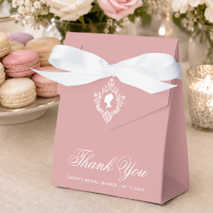 Pink Bridal Shower Regency Lady & Crest Dusty Rose Favor Boxes