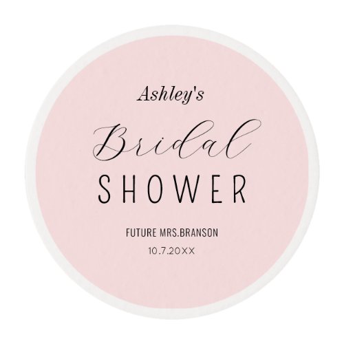 Pink Bridal Shower Script Elegant Edible Frosting Rounds