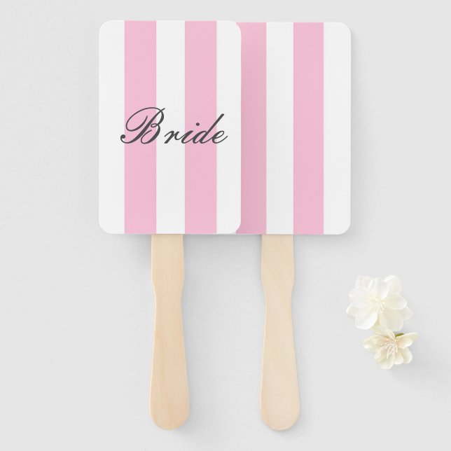 Pink bridal shower sign hand fan (Front and Back)