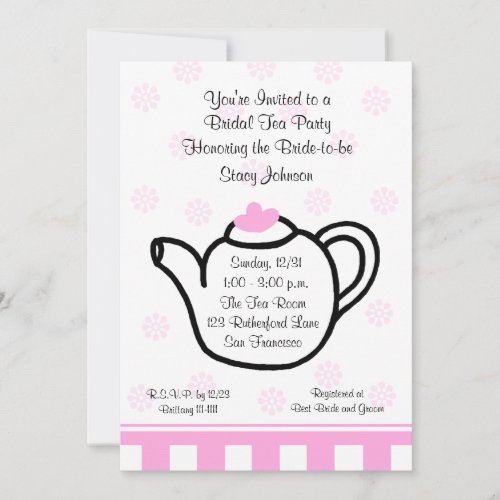 Pink Bridal Shower Tea Party Invitation