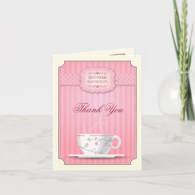 Pink Bridal Shower Tea Party Thank You (Front)