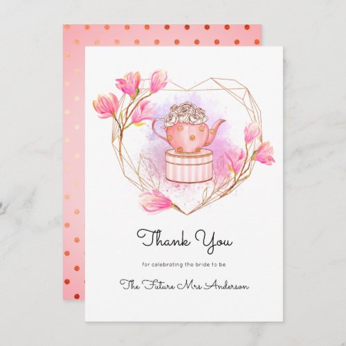 Pink Bridal Shower Teapot Thank You Card