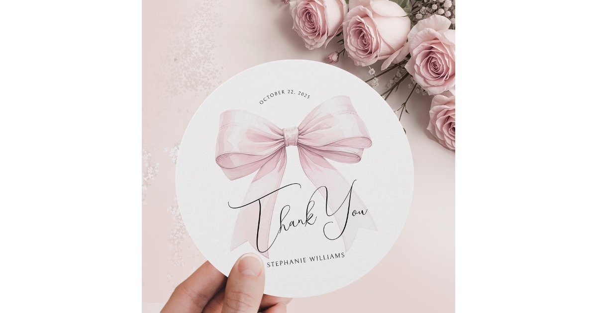 Pink Bridal Shower Thank You Card | Zazzle