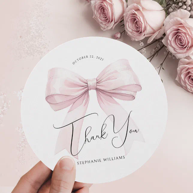 Pink Bridal Shower Thank You Card | Zazzle