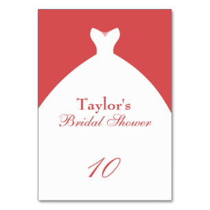 Pink Bridal Shower Wedding Gown Table Number