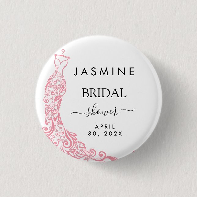  Pink  Bridal Shower Welcome Button (Front)