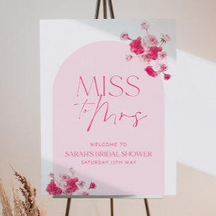 Pink Bridal Shower Welcome Sign Printable, Miss To
