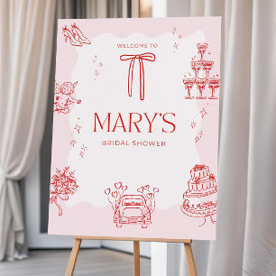 Pink Bridal Shower Welcome Sign Template, Elegant 