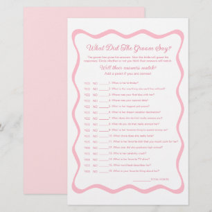Pink Bridal Shower What Did the Groom Say Game