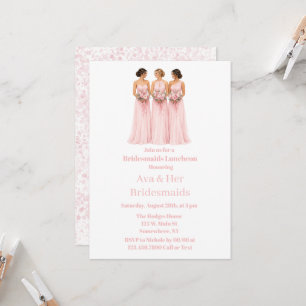 Pink Bride Alcohol Ink Bridesmaids Luncheon Invitation