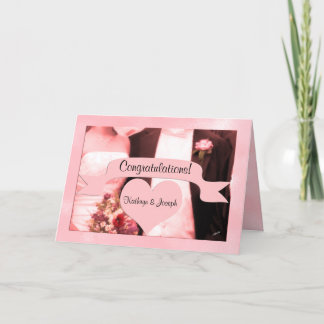 Pink Bride and Groom Wedding Congratulations Card