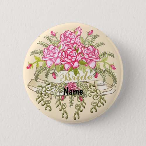 Pink Bride Banner custom name pin button