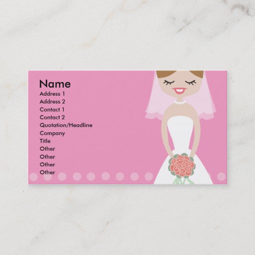 Customizable Pink Bride Business Card