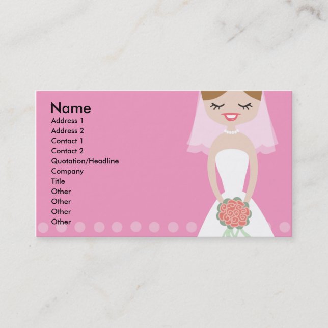 Pink Bride Business Card (Front)