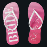 Pink Bride Monogram Stripes Pair of Flip Flops<br><div class="desc">Save your feet on your special day.  Commemorate it with custom flops.</div>