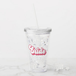 Pink Bride retro font bachelorette Acrylic Tumbler