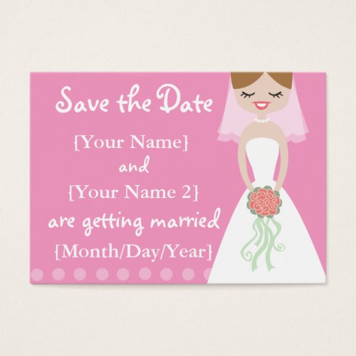 Pink Bride Save the Date Cards Business Card