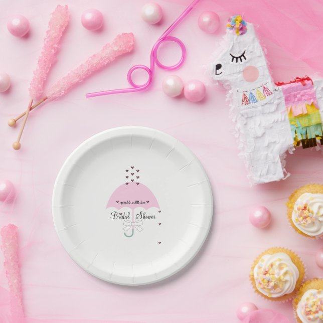Pink Bride Sprinkle A Little Love Shower Party Paper Plates (Party)