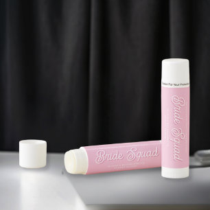 Pink, bride squad bachelorette party favors lip balm