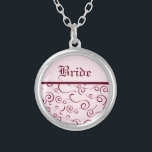 Pink Bride Swirls Necklace<br><div class="desc">Necklace with Pink Swirls for Brides or Bridesmaids.
Add an initial or name.</div>