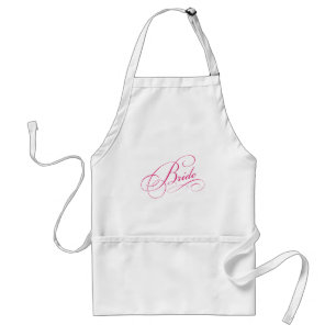 Pink BRIDE to be elegant cursive personalized gift Adult Apron