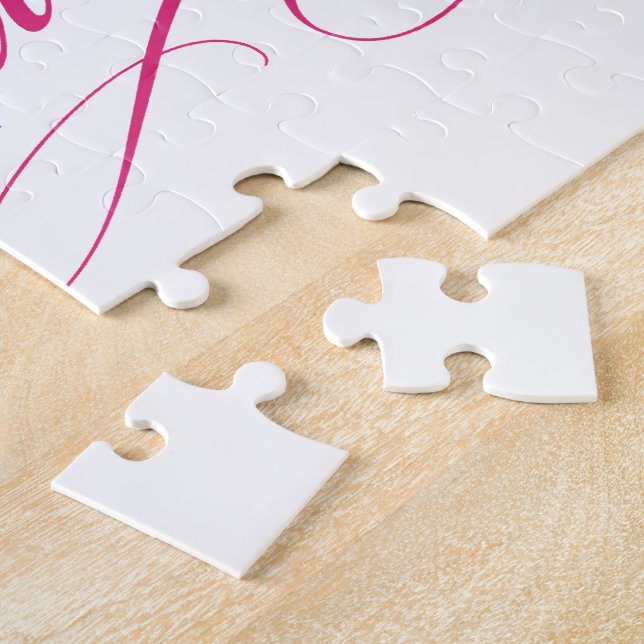 Pink BRIDE to be elegant cursive personalized gift Jigsaw Puzzle (Side)