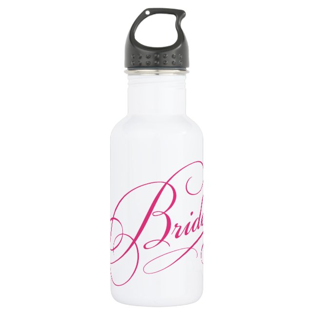 Pink BRIDE to be elegant cursive personalized Water Bottle (Front)