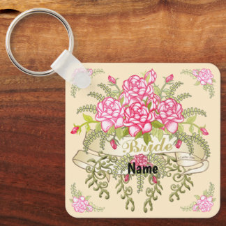 Pink Bride wedding keychain