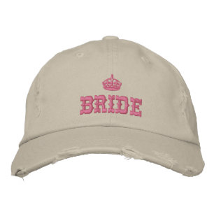 Pink bride with crown embroidered baseball cap