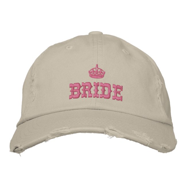 Pink bride with crown embroidered baseball cap (Front)