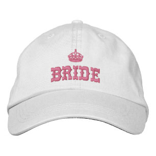 Pink bride with crown embroidered baseball cap