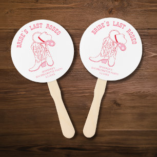 Pink Bride's Last Rodeo Cowgirl Bachelorette Party Hand Fan