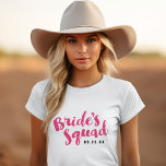 Pink Bride's Squad Personalized Bridal Party Tanks<br><div class="desc">Custom bridal party tees and tanks with "Bride's Squad" graphic in a stylish brush script. Personalize it with your wedding date,  wedding hashtag,  names or other custom text. Perfect gift for bride,  bridesmaids and wedding party to wear for the bachelorette party or wedding day!</div>