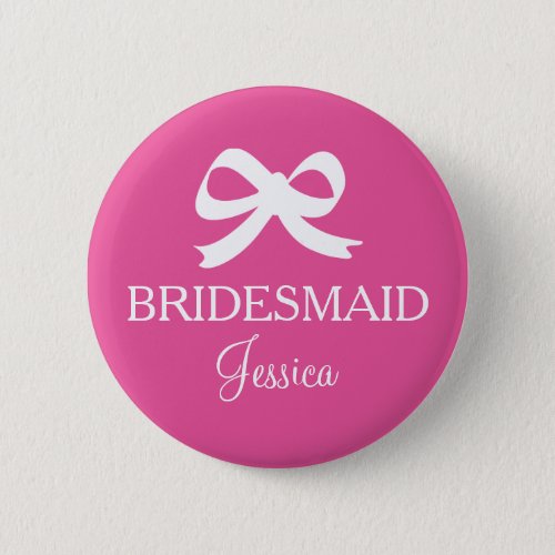 Pink bridesmaid badge buttons for wedding party