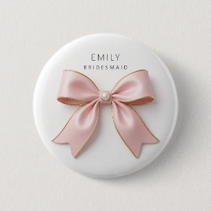 Pink Bridesmaid Bow Pearl Luxury Bachelorette Button