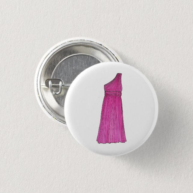 Pink Bridesmaid Bridal Attendant Wedding Party Button (Front & Back)