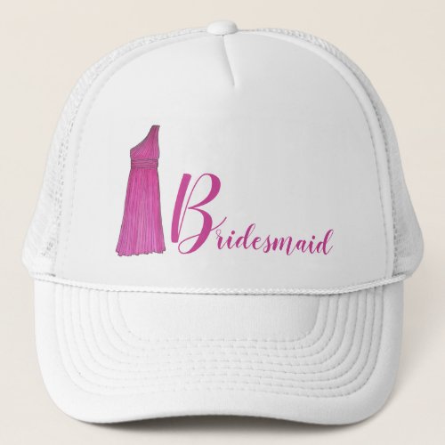 Pink Bridesmaid Bridal Party Gown Wedding Gift Trucker Hat