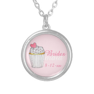 Pink Bridesmaid Cupcake Wedding Gift Necklace