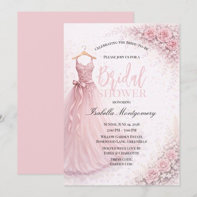 Pink Bridesmaid Dress Bridal Shower Invitation