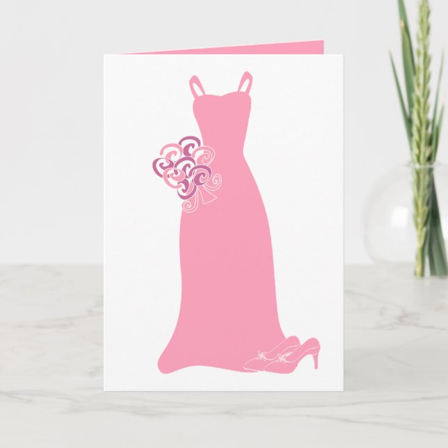 Pink Bridesmaid Dress Card (Front)