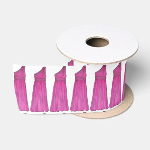 Pink Bridesmaid Dress Wedding Bridal Party Ribbon