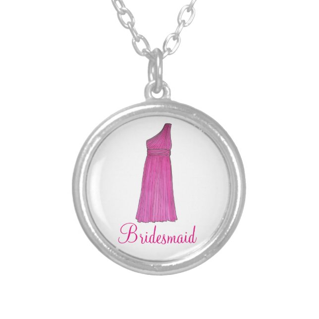 Pink Bridesmaid Dress Wedding Party Necklace (Front)