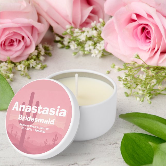 Pink Bridesmaid Gift – Personalized Bridesmaid  Mini Candle Favors (Insitu (Wedding))