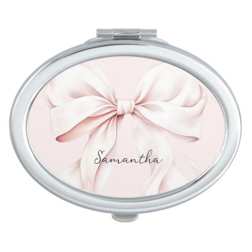 Pink Bridesmaid Gift Script Name Compact Mirror