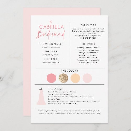 Pink Bridesmaid Proposal  Information