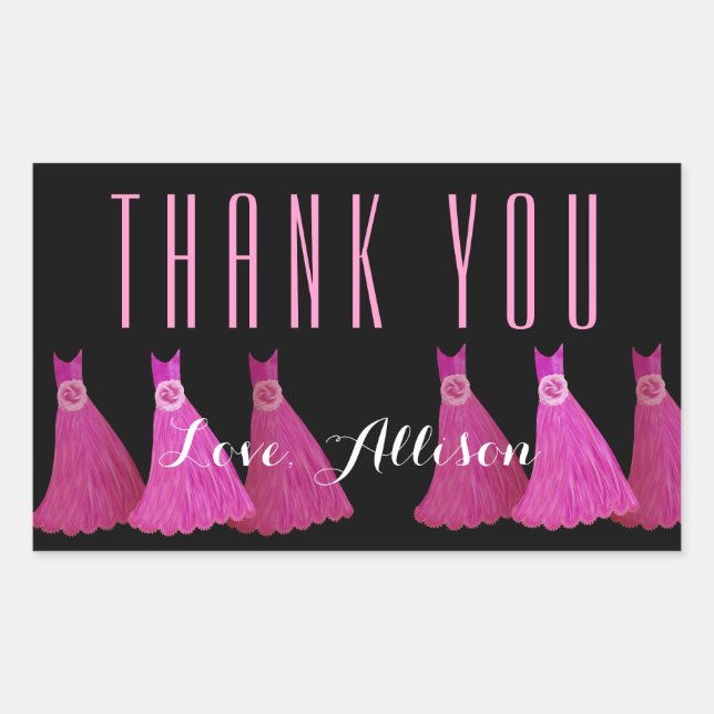 Pink Bridesmaids Thank You V01 Rectangular Sticker (Front)