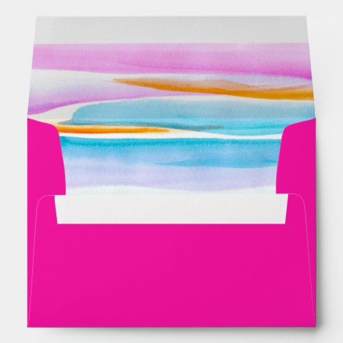 Pink bright abstract tropical lines wedding event envelope