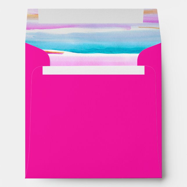 Pink bright abstract tropical lines wedding event envelope (Back (Bottom))