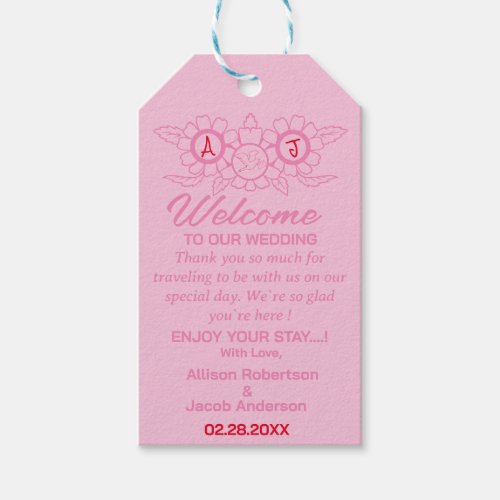 Pink Bright and bold Wedding Favor Tag
