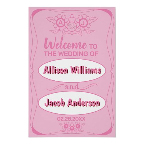 Pink Bright and bold Wedding signs Poster